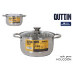 Casseruola con coperchio Quttin New neron Argentato Ø 24 cm 6 L Acciaio inossidabile (4 Unità)