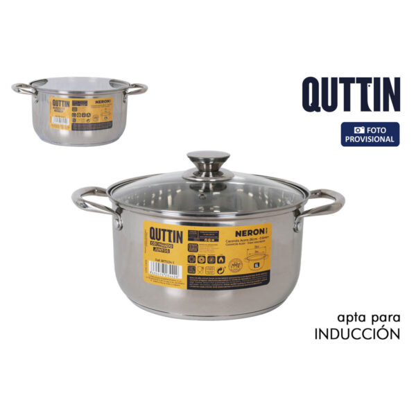 Casseruola con coperchio Quttin New neron Argentato Ø 24 cm 6 L Acciaio inossidabile (4 Unità)