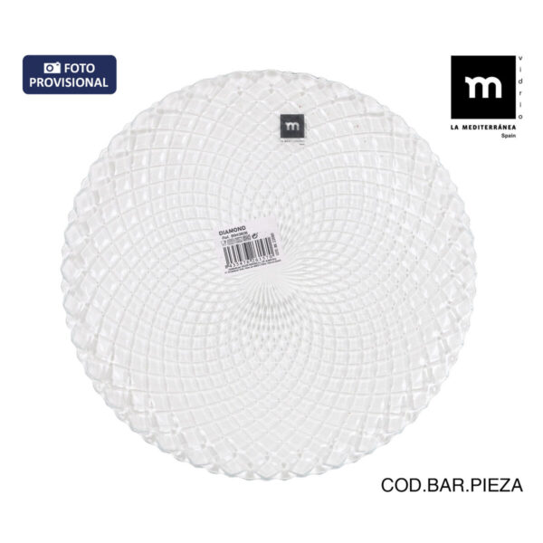 Teglia da Cucina La Mediterránea Diamond Trasparente Vetro Rotonda Ø 31 cm (12 Unità)