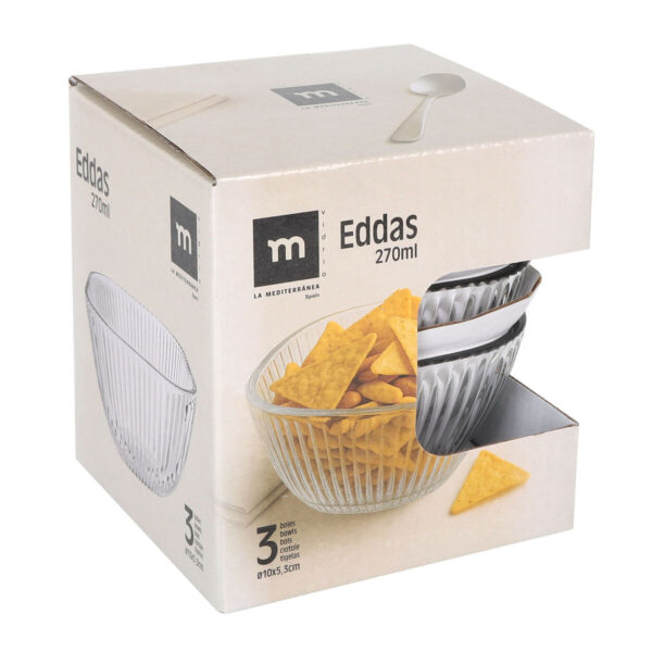 Set di Ciotole La Mediterránea Eddas Trasparente Vetro 270 ml 3 Pezzi (12 Unità)