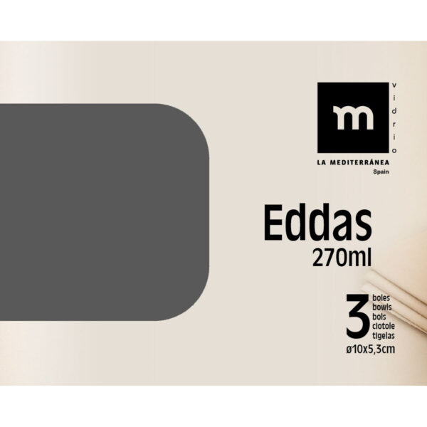 Set di Ciotole La Mediterránea Eddas Trasparente Vetro 270 ml 3 Pezzi (12 Unità)