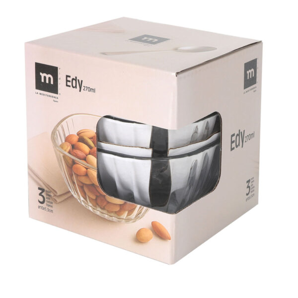 Set di Ciotole La Mediterránea Edy Trasparente Vetro 270 ml 3 Pezzi (12 Unità)