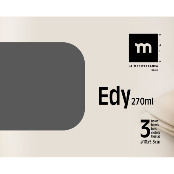 Set di Ciotole La Mediterránea Edy Trasparente Vetro 270 ml 3 Pezzi (12 Unità)