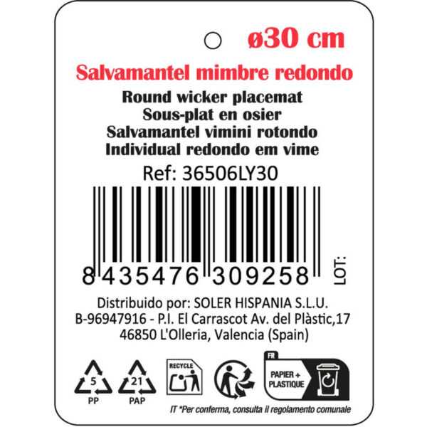 Sottopentola Privilege Marrone vimini Ø 30 cm (12 Unità)