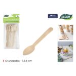 Set di Cucchiai Algon Marrone Legno 13,8 cm 12 Pezzi (24 Unità)