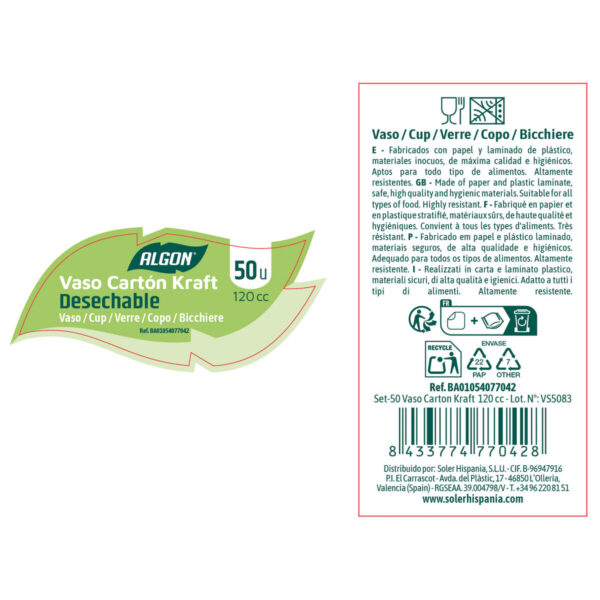 Set di Bicchieri Algon Marrone Cartone 120 ml 50 Pezzi (18 Unità)