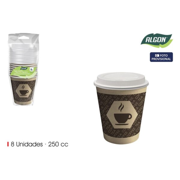 Set di Bicchieri Algon Marrone Cartone 250 ml 8 Pezzi (18 Unità)