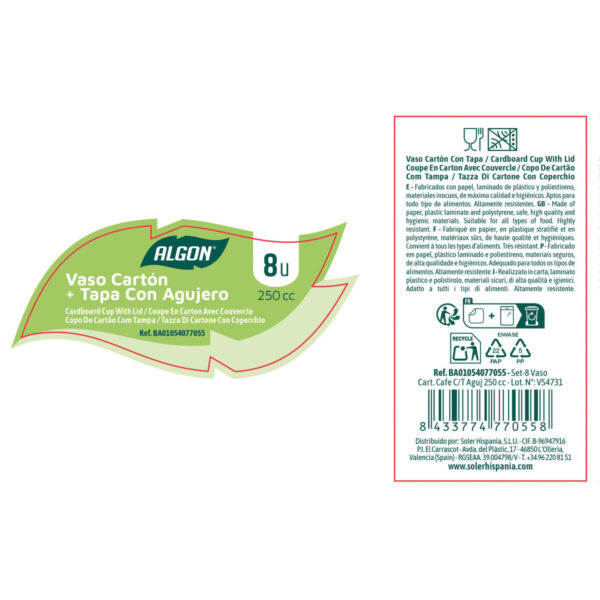 Set di Bicchieri Algon Marrone Cartone 250 ml 8 Pezzi (18 Unità)