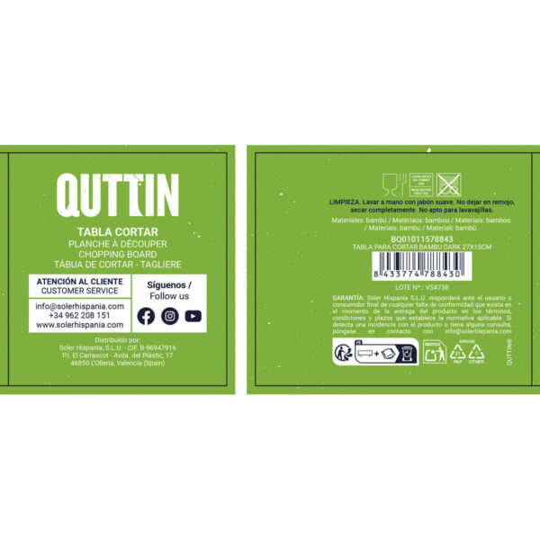Tagliere Quttin Marrone scuro 27 x 15 x 1,6 cm (24 Unità)