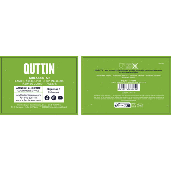 Tagliere Quttin Marrone scuro 45 x 27 x 1,7 cm (12 Unità)