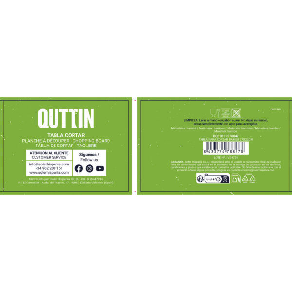 Tagliere Quttin Marrone 37 x 22 x 1,7 cm (18 Unità)