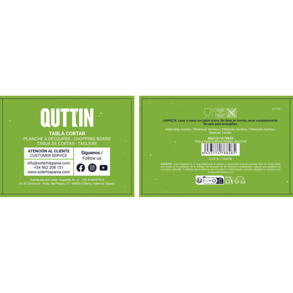 Tagliere Quttin Marrone 45 x 27 x 1,7 cm (12 Unità)