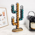 Contenitore per Sistemare le Capsule di Caffè Quttin Nero Bambù Ferro 19,5 x 9,5 x 41,5 cm Cactus (12 Unità)