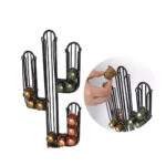 Contenitore per Sistemare le Capsule di Caffè Quttin Nero Bambù Ferro 19,5 x 9,5 x 41,5 cm Cactus (12 Unità)