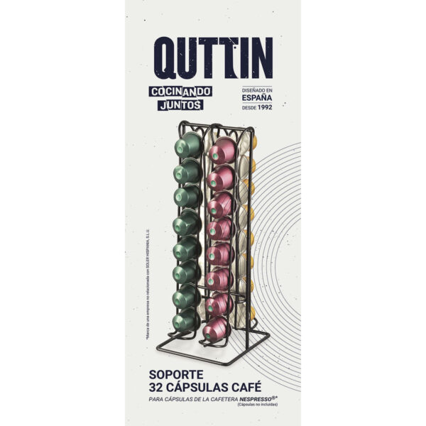 Contenitore per Sistemare le Capsule di Caffè Quttin Nero Ferro (12 Unità)