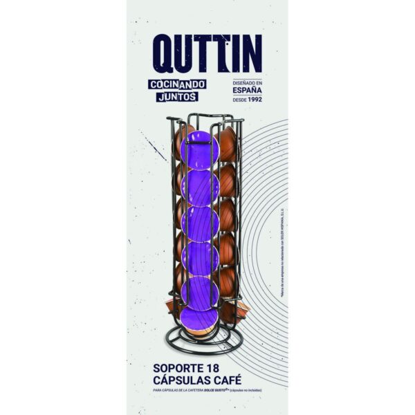 Contenitore per Sistemare le Capsule di Caffè Quttin Nero Ferro 11,5 x 33 cm (12 Unità)