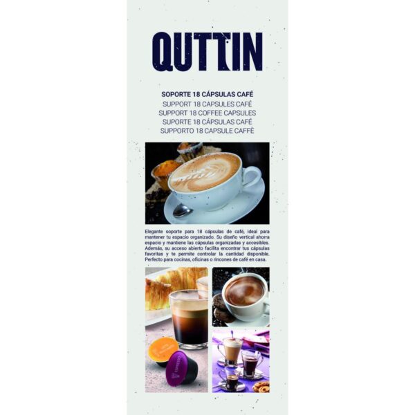 Contenitore per Sistemare le Capsule di Caffè Quttin Nero Ferro 11,5 x 33 cm (12 Unità)