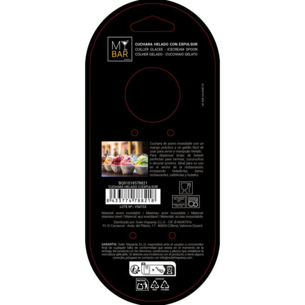 Cucchiaio per Gelato My Bar Argentato Acciaio inossidabile 19 x 5,7 cm (24 Unità)