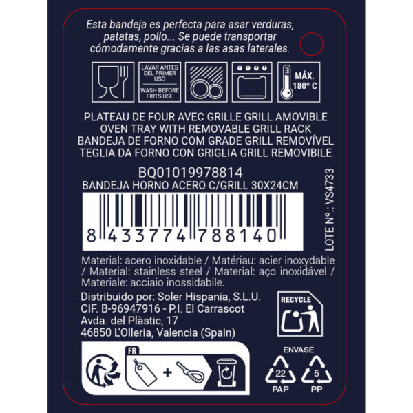 Vassoio da Forno Quttin Argentato Acciaio 30 x 24 x 5,5 cm (12 Unità)