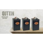 Barattolo Quttin Marrone Nero Quadrato Metallo (18 Unità)