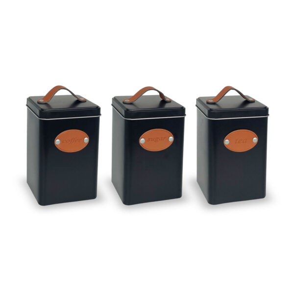 Barattolo Quttin Marrone Nero Quadrato Metallo (18 Unità)