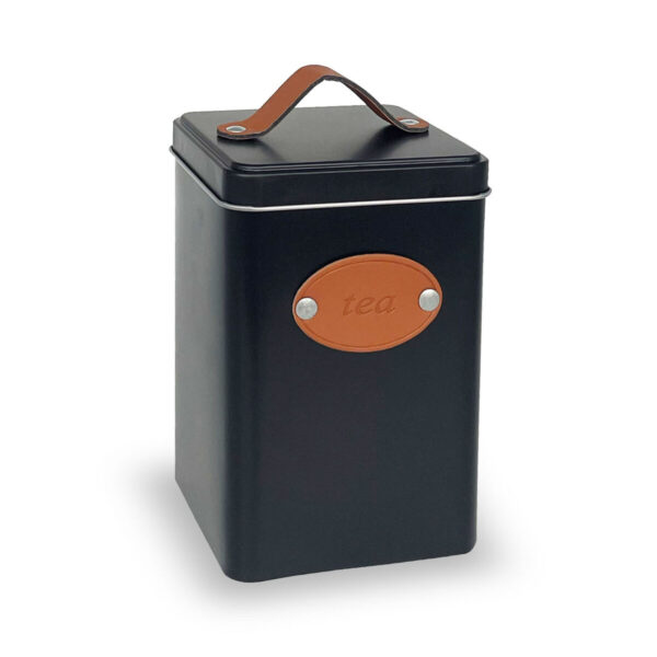 Barattolo Quttin Marrone Nero Quadrato Metallo (18 Unità)