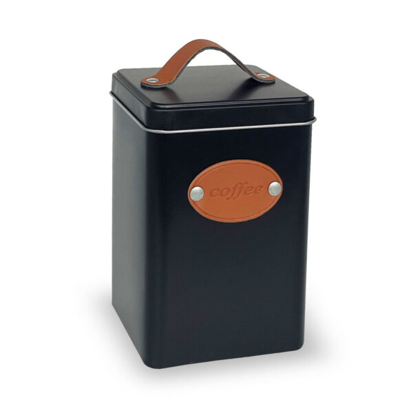 Barattolo Quttin Marrone Nero Quadrato Metallo (18 Unità)