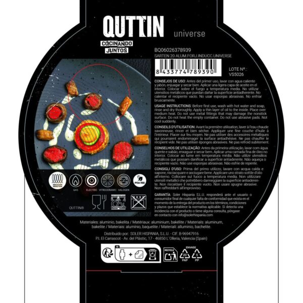 Padella Quttin UNIVERSE Nero Alluminio Ø 20 cm (6 Unità)