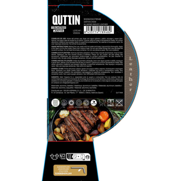 Padella Quttin LEATHER Marrone Nero Alluminio Ø 24 cm (6 Unità)