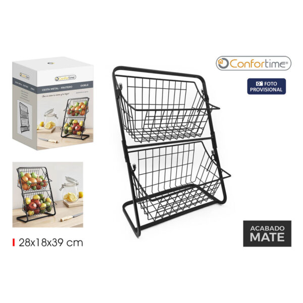 Portafrutta Confortime Nero Metallo 28 x 18 x 39 cm (6 Unità)