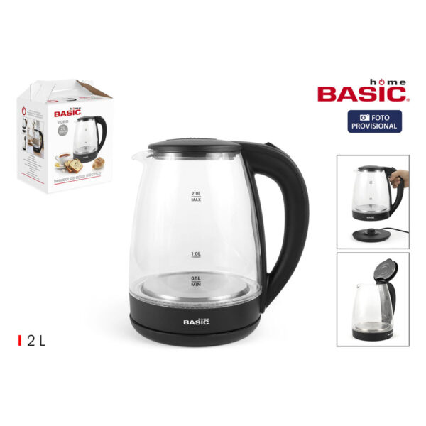 Bollitore Basic Home Nero Trasparente Vetro 1500 W 2 L (6 Unità)