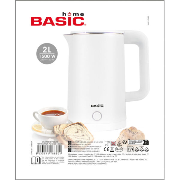 Bollitore Basic Home Bianco 1500 W 2 L (6 Unità)