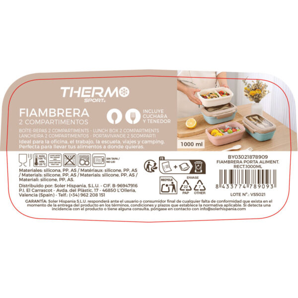 Porta pranzo ThermoSport Rettangolare 1 L (12 Unità)