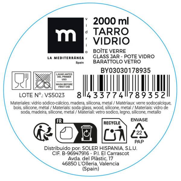 Vaso La Mediterránea Trasparente 2 L (12 Unità)