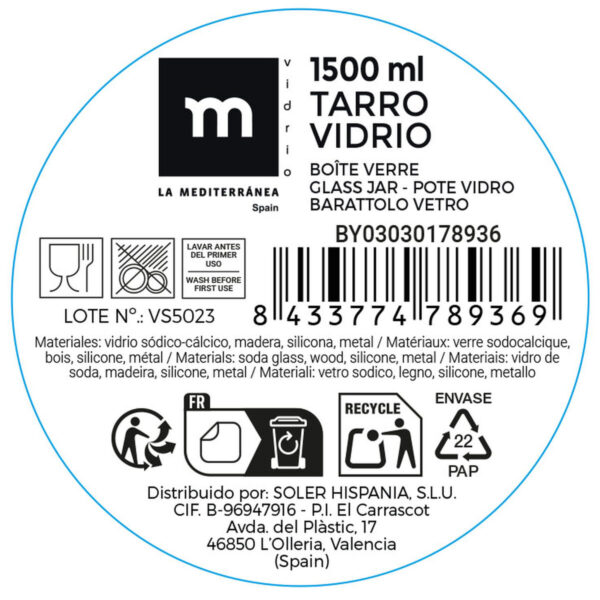 Vaso La Mediterránea Trasparente 1,5 L (12 Unità)