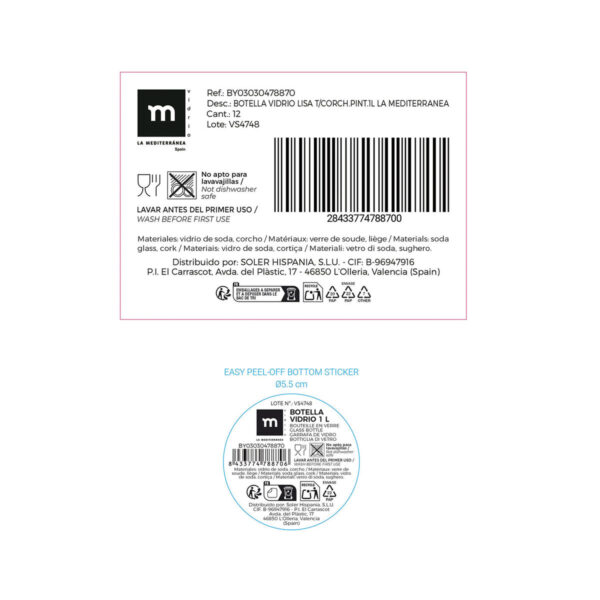 Bottiglia di Vetro La Mediterránea Vetro 1 L (24 Unità)
