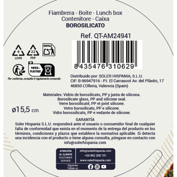 Porta pranzo Quttin AMBARE 650 ml (6 Unità)