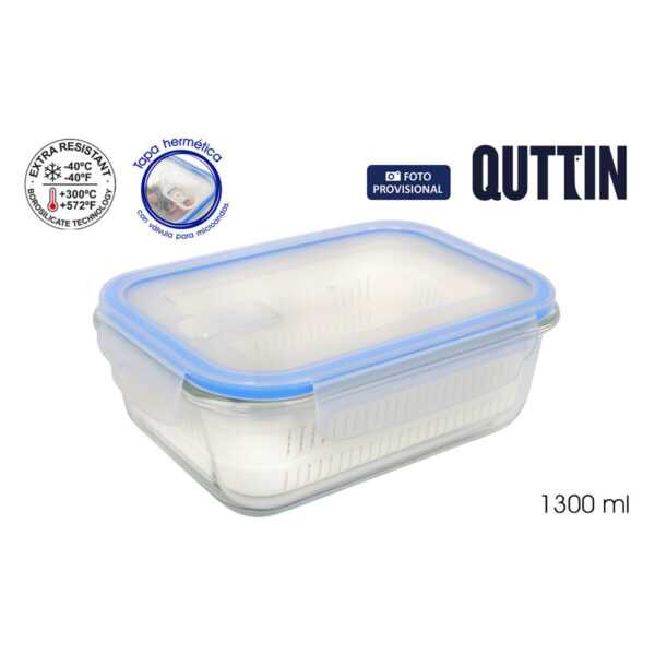 Porta pranzo Quttin Azzurro Trasparente Rettangolare 1,3 L (6 Unità)