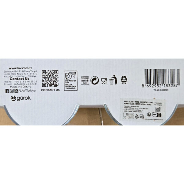 Set di Bicchieri LAV VEGA Trasparente Vetro 415 ml 4 Pezzi (12 Unità)