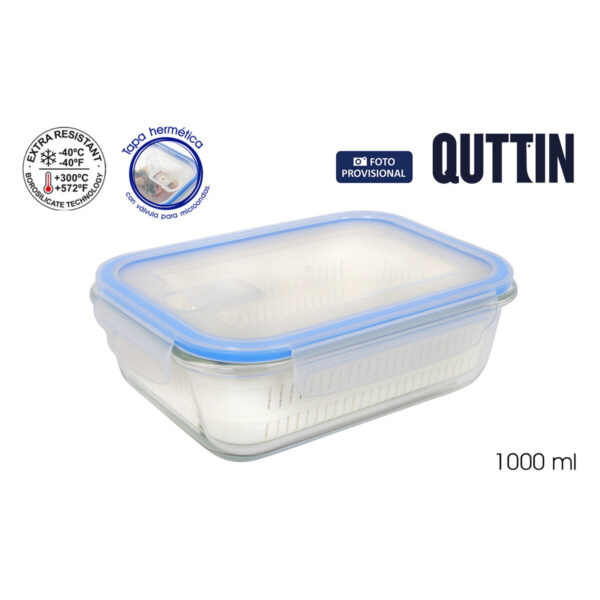 Porta pranzo Quttin Azzurro Trasparente Rettangolare 1L (6 Unità)