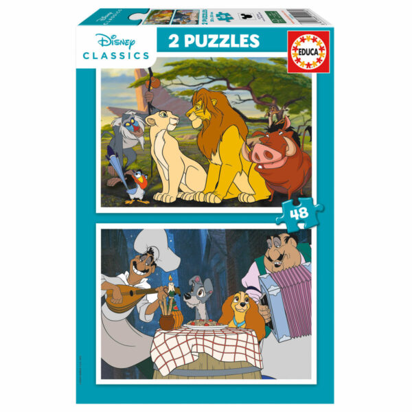 Set di 2 Puzzle Disney Lion King and Lady and the Tramp 48 Pezzi