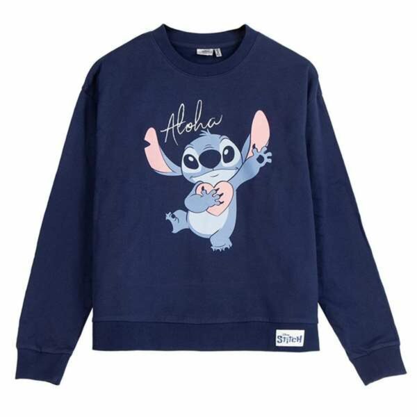 Felpa senza Cappuccio Donna Stitch Blu scuro S