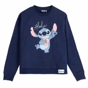 Felpa senza Cappuccio Unisex Stitch Blu scuro XS