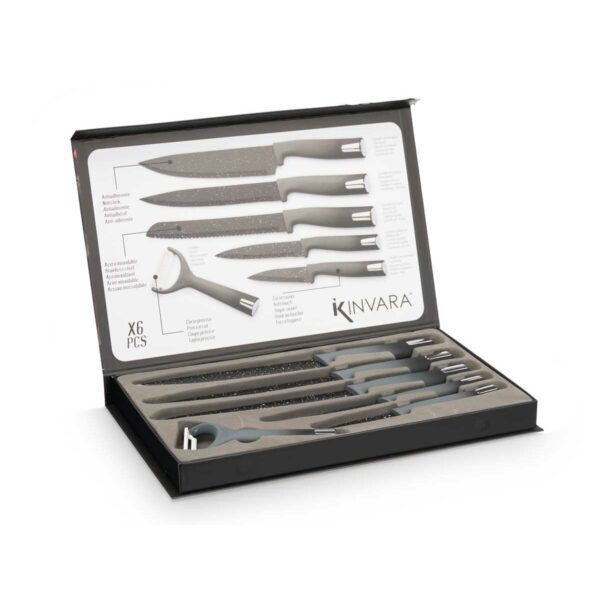 Set di Coltelli Kinvara Nero Acciaio inossidabile polipropilene 6 Pezzi (6 Unità)