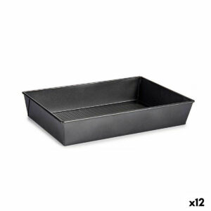 Stampo Rettangolare Kinvara Grigio scuro Metallo Acciaio al carbonio 24 x 6,5 x 36,5 cm 36,5 x 6 x 24 cm (12 Unità)
