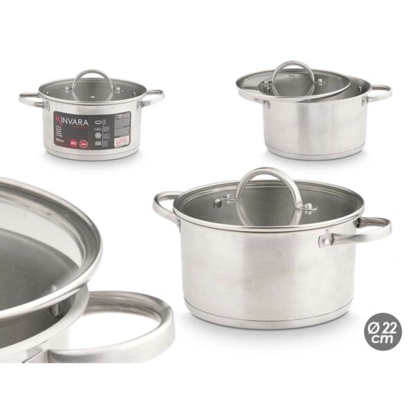 Casseruola con coperchio in vetro Kinvara Argentato 3,8 L 29 x 12 x 22 cm 29 x 16 x 22 cm Induzione (6 Unità)