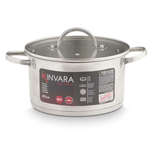 Casseruola con coperchio in vetro Kinvara Argentato 3,8 L 29 x 12 x 22 cm 29 x 16 x 22 cm Induzione (6 Unità)
