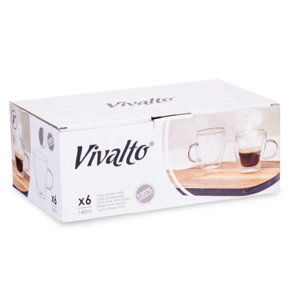 Tazza di caffè e tè Vivalto Trasparente Vetro Borosilicato 140 ml (6 Unità)