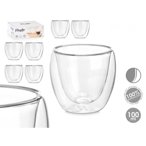 Bicchiere di acqua Vivalto Trasparente Vetro Borosilicato 100 ml (6 Unità)