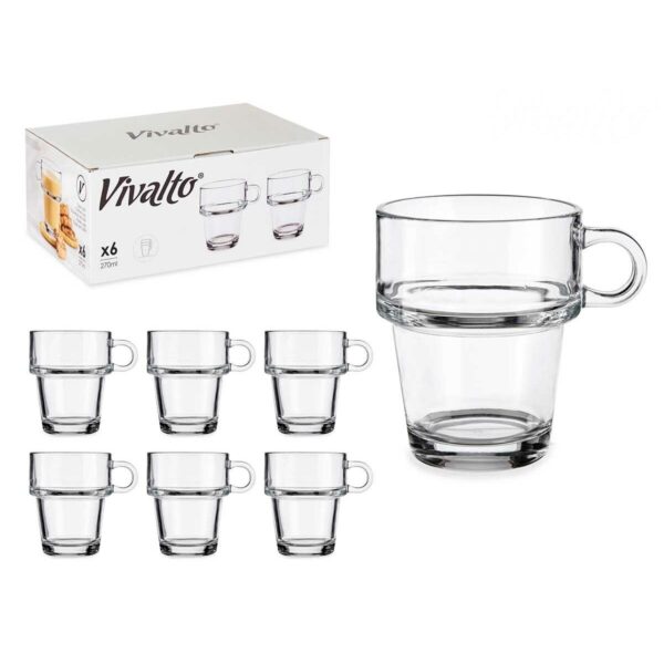 Tazza di caffè e tè Vivalto Trasparente Vetro 270 ml (6 Unità)